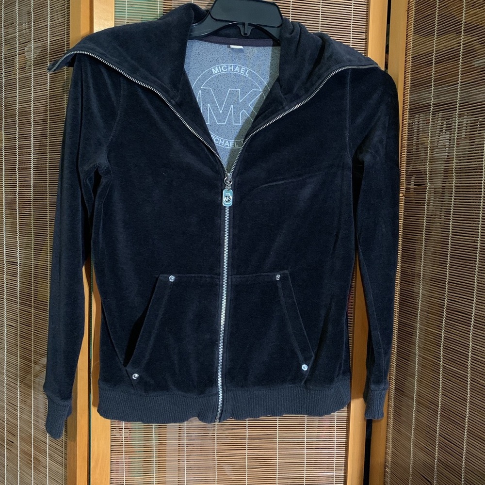 Small Y2K Michael kors velvet black zip up jacket